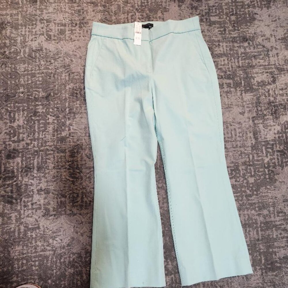 NWT J. Crew Hayden Kick Out Crop Pant in Bi Stretch Cotton Sz 8 Mint Aqua - Picture 7 of 11